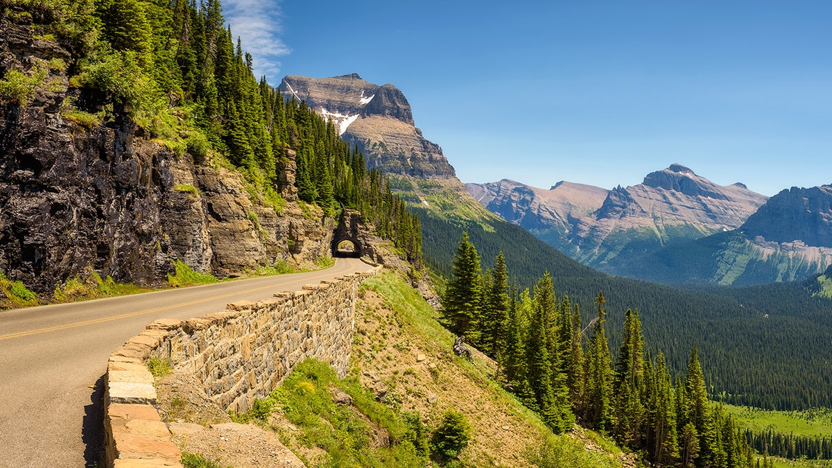 Road view of Glacier National Park