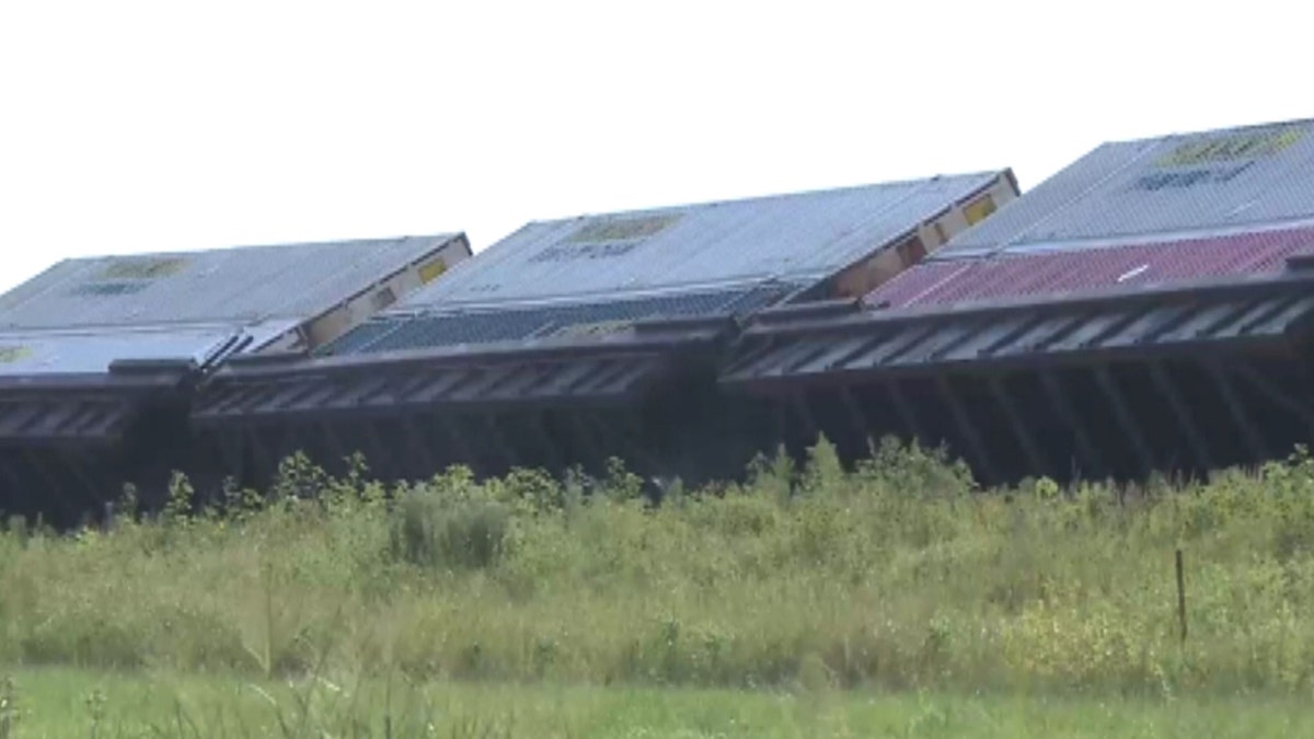 Emergency dispatchers said the cars blown over were all empty, so there were no concerns about hazardous materials.