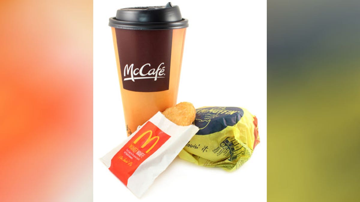 McDonald's | McCafe coffee, hash brown and an egg McMuffin