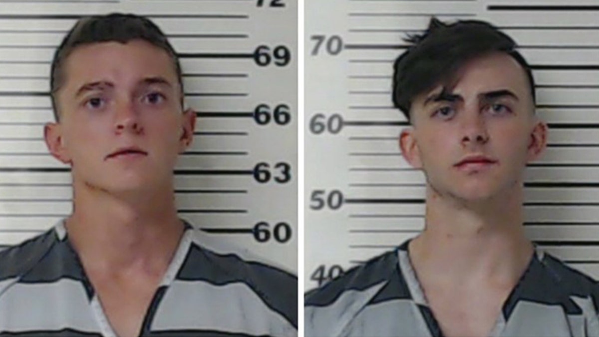 Chandler McKinney, 22, left, and Tristian Mikel Castillo, 19, were charged with vandalizing a historic cemetery in Texas earlier this month. (Henderson County Sheriff’s Office)