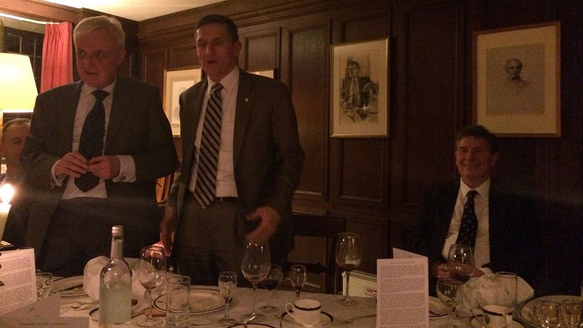 Michael Flynn is pictured at a 2014 dinner at the University of Cambridge. (Courtesy of Svetlana Lokhova)