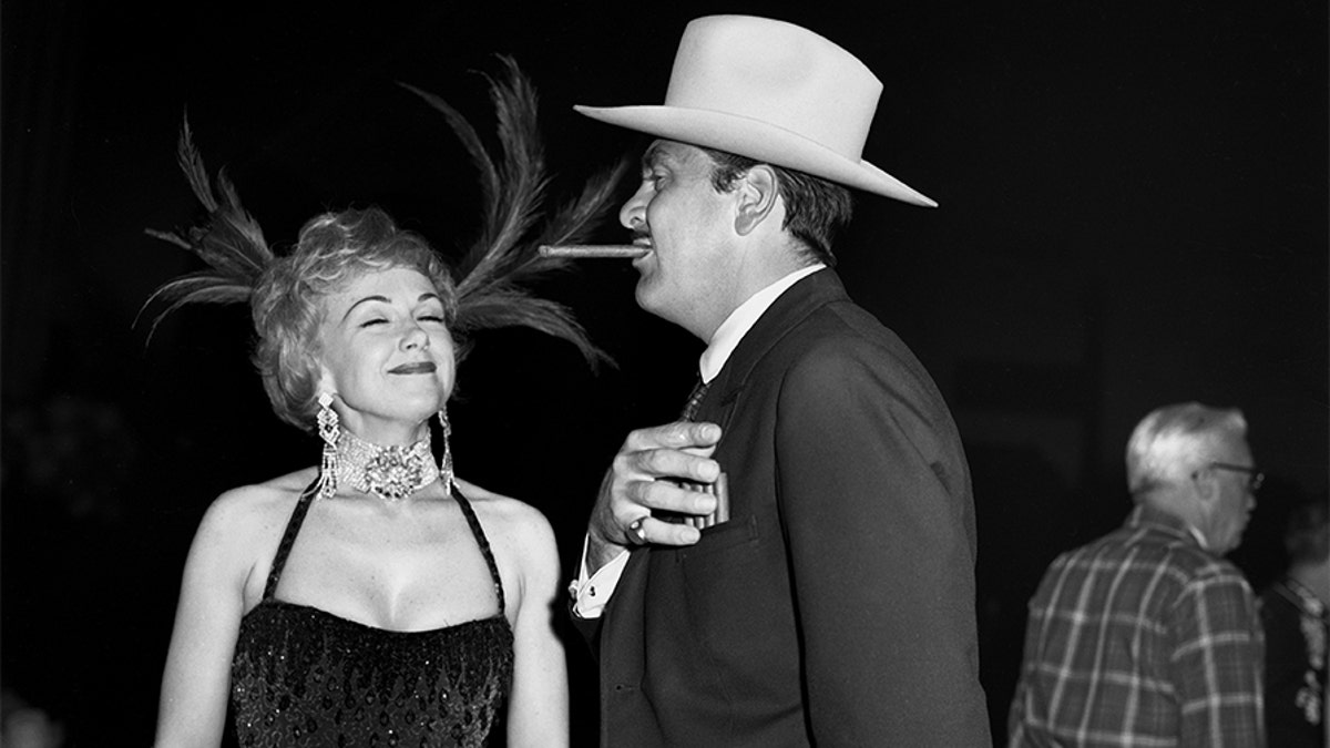 Singer and actress Edie Adams and husband comedian Ernie Kovacs attend a Hollywood costume party in 1960 in Los Angeles, California.