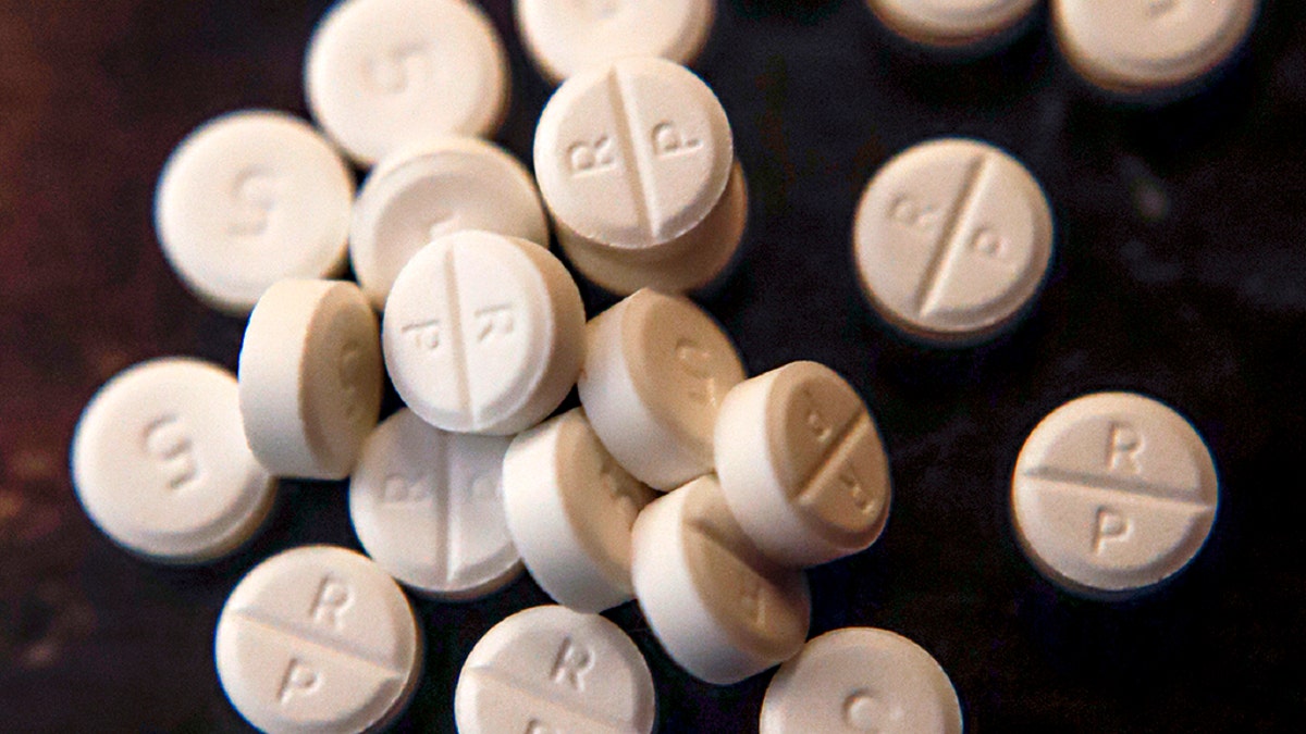 This June 17, 2019, file photo shows 5-mg pills of Oxycodone. The first judgment is expected Monday, Aug. 26, in a lawsuit from a state government seeking to hold a drug company accountable for a U.S. opioid crisis that has ripped apart lives and communities. More trials and legal settlements are likely to follow the ruling in Oklahoma as the nation looks for answers and solutions to a massive societal and legal problem. (AP Photo/Keith Srakocic, File)