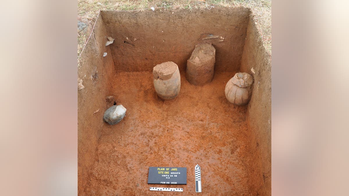 Ceramic mortuary vessels uncovered during the excavation.
