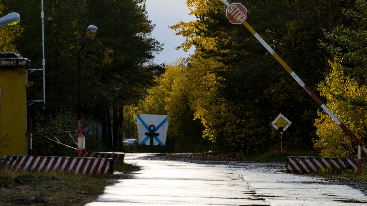 This Sunday, Oct. 7, 2018 file photo, shows an entrance to "The State Central Navy Testing Range" near the village of Nyonoksa, northwestern Russia.
