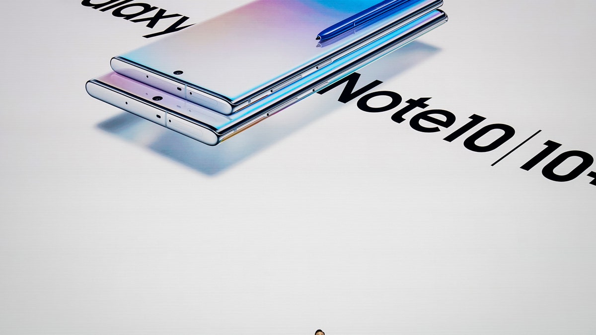 NEW YORK, NY - AUGUST 7: DJ Koh, president and CEO of Samsung Electronics, presents the Samsung Galaxy Note 10 smartphone during a launch event at Barclays Center on August 7, 2019 in the Brooklyn borough of New York City. Samsung announced the Galaxy Note 10 and Galaxy Note 10 Plus smartphones.