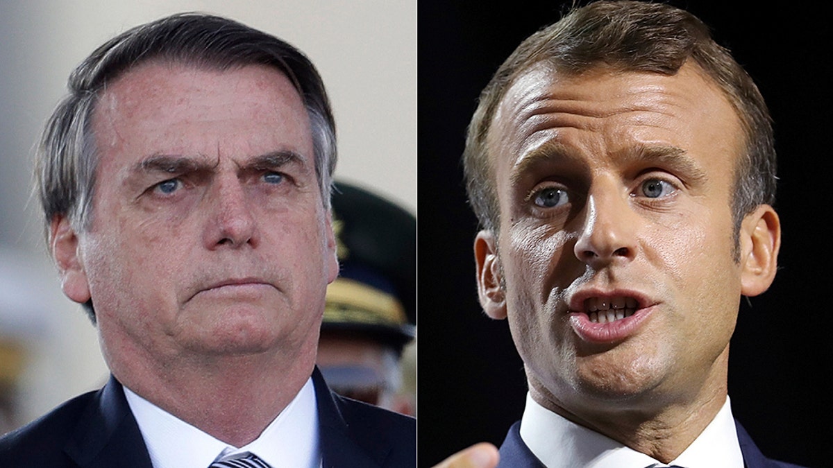 Brazilian President Jair Bolsonaro says he'll think about accepting offers of international aid to fight raging fires in the Amazon region if French President Emmanuel Macron apologizes to him.