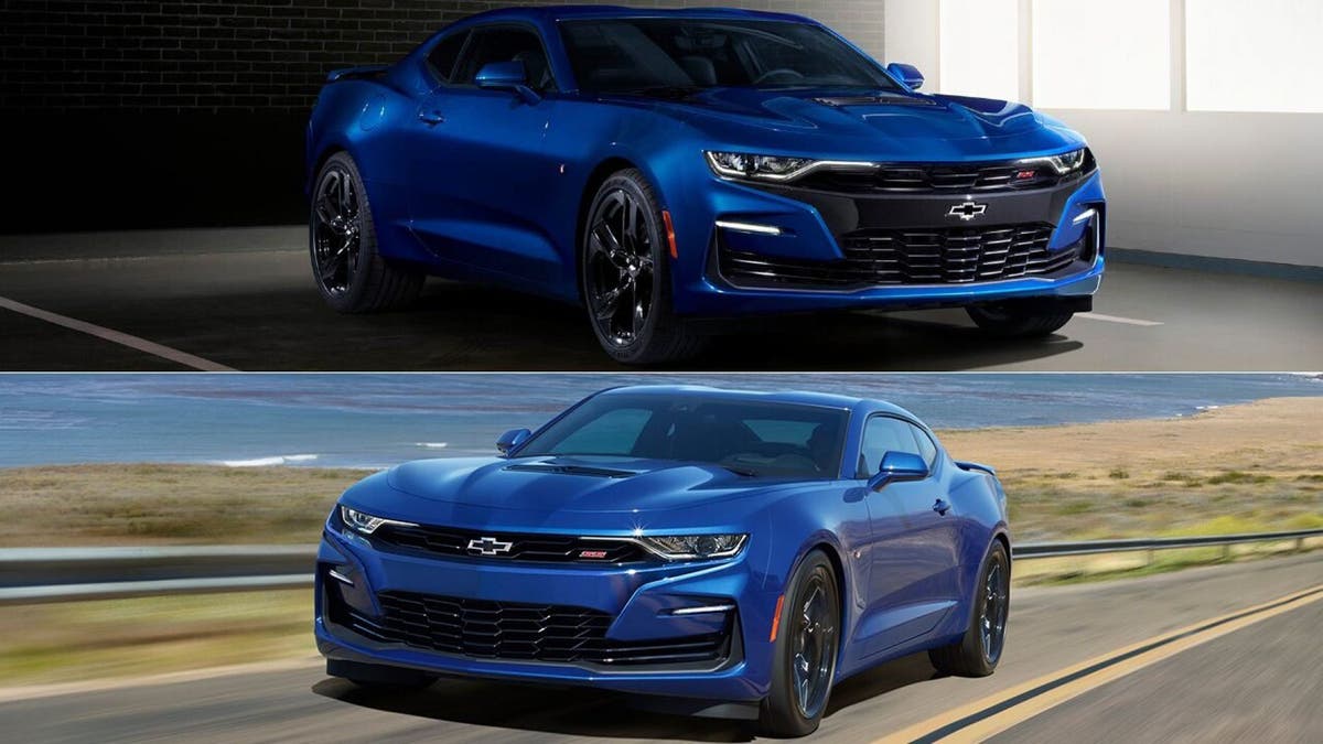 The 2019 Camaro SS (top) is being designed for 2020 (bottom).