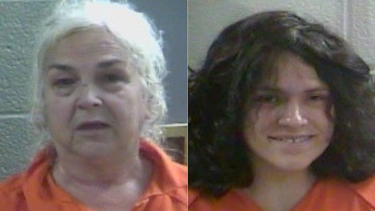 Mugshots for 69-year-old Charlotte Simpson, and her daughter, 32-year-old Rebecca Fultz, the mother of the newborn found by deputies covered in ants.