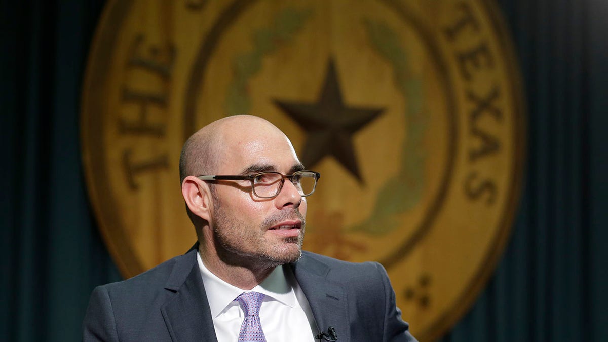 FILE - In this May 15, 2015, file photo, Texas Rep. Dennis Bonnen, R-Angleton, talks to the media at the Texas Capitol in Austin, Texas. (AP Photo/Eric Gay, File)