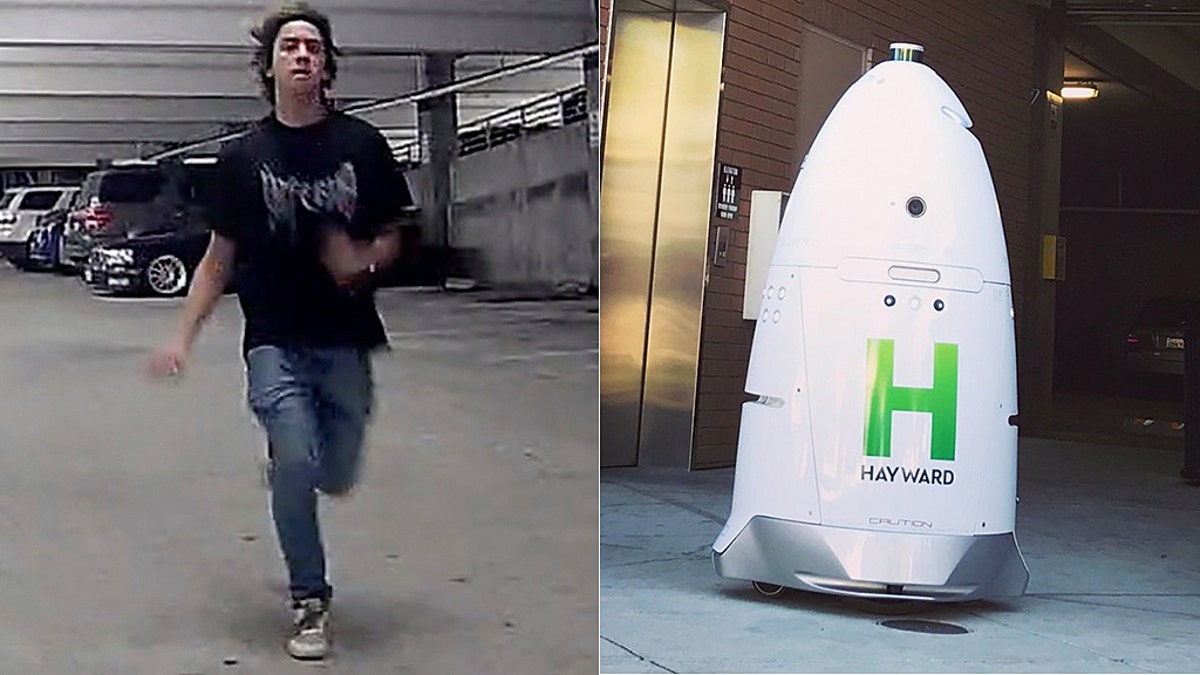 The robot took photos of the suspect before being attacked, police said.