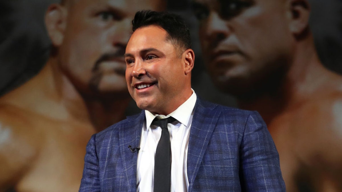Former boxer Oscar De La Hoya during undercard press conference at the KA Theater at MGM Grand Hotel &amp; Casino on Sept. 14, 2018 in Las Vegas. (Photo by Omar Vega/Getty Images)