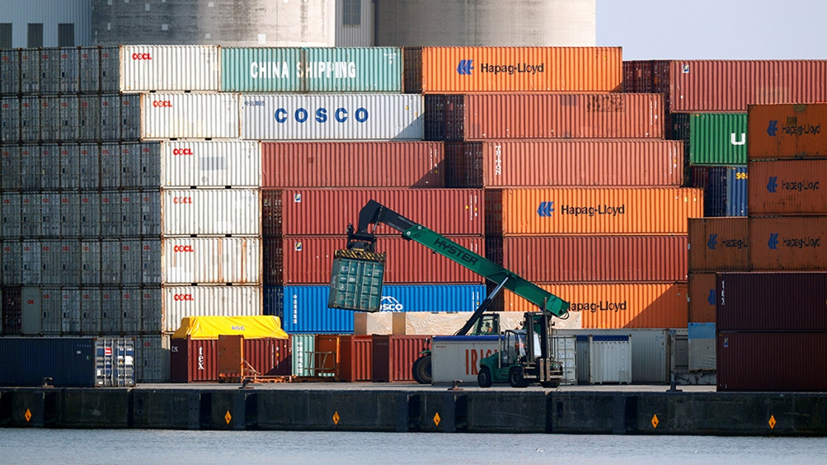 Shipping containers on a ship