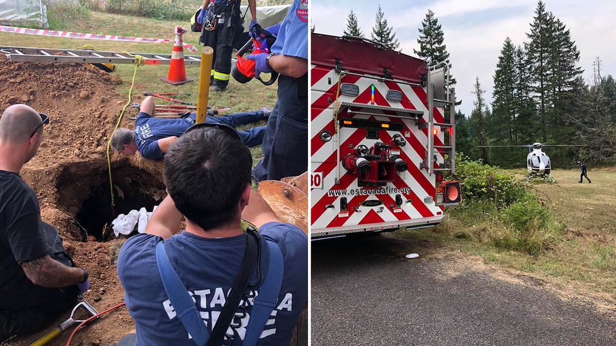 Rescuers from the Estacada fire department, a technical rescue team and Engine 318 from Clackamas Fire helped save the woman, fire officials said.