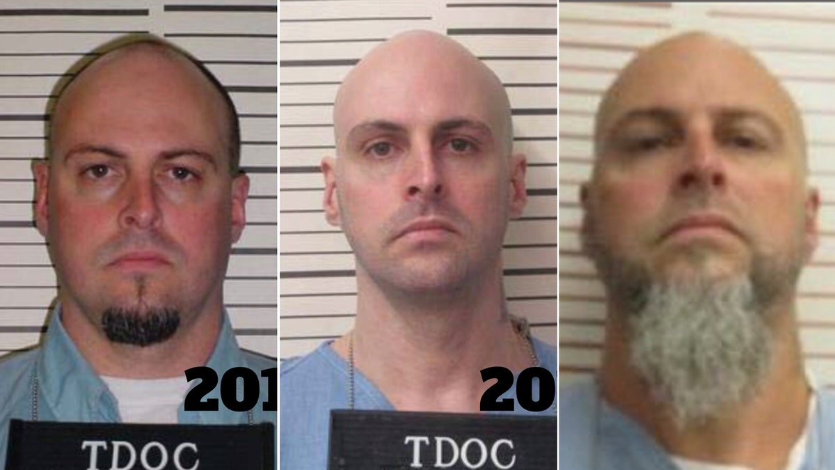 The Tennessee Bureau of Investigation released several images of Curtis Ray Watson, 44, Thursday, fearing that the escaped inmate may have altered his image since breaking out from the West Tennessee State Penitentiary the previous day. He is picture from left to right in mugshots dating from 2011 to his present incarceration. 