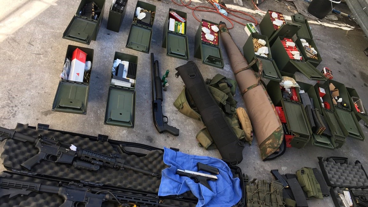 Investigators said they found "multiple firearms, hundreds of rounds of ammunition and tactical gear were seized, including high-capacity magazines and an assault rifle" in Rodolfo Montoya's home.