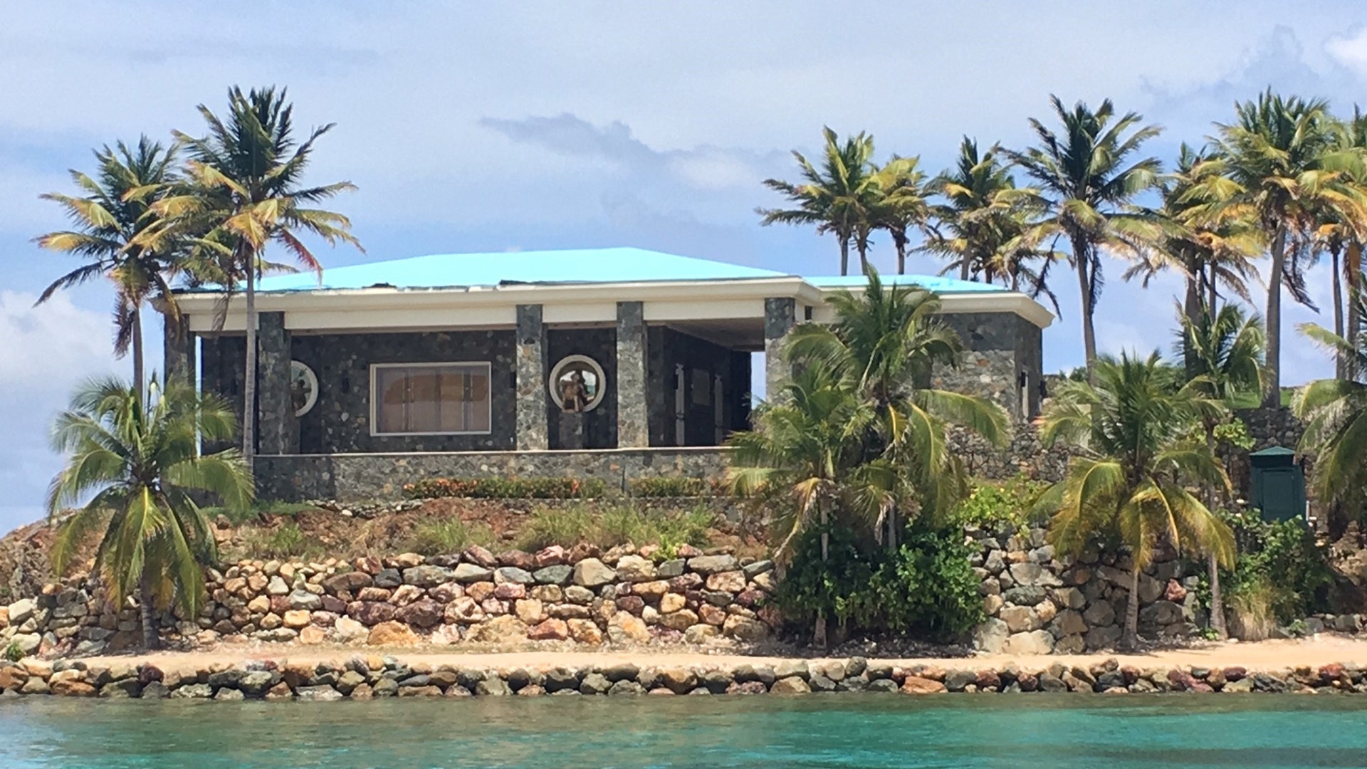 A view of Jeffrey Epstein's stone mansion on Little St. James Island. Federal Authorities consider the 73-acre island Epstein's primary residence. 