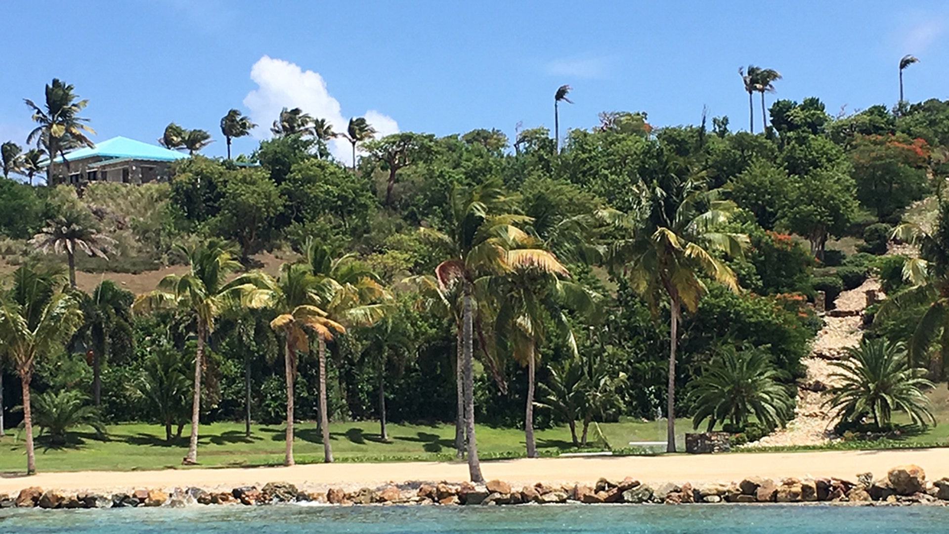A stone pathway on Jeffrey Epstein's Little St. James Island.  