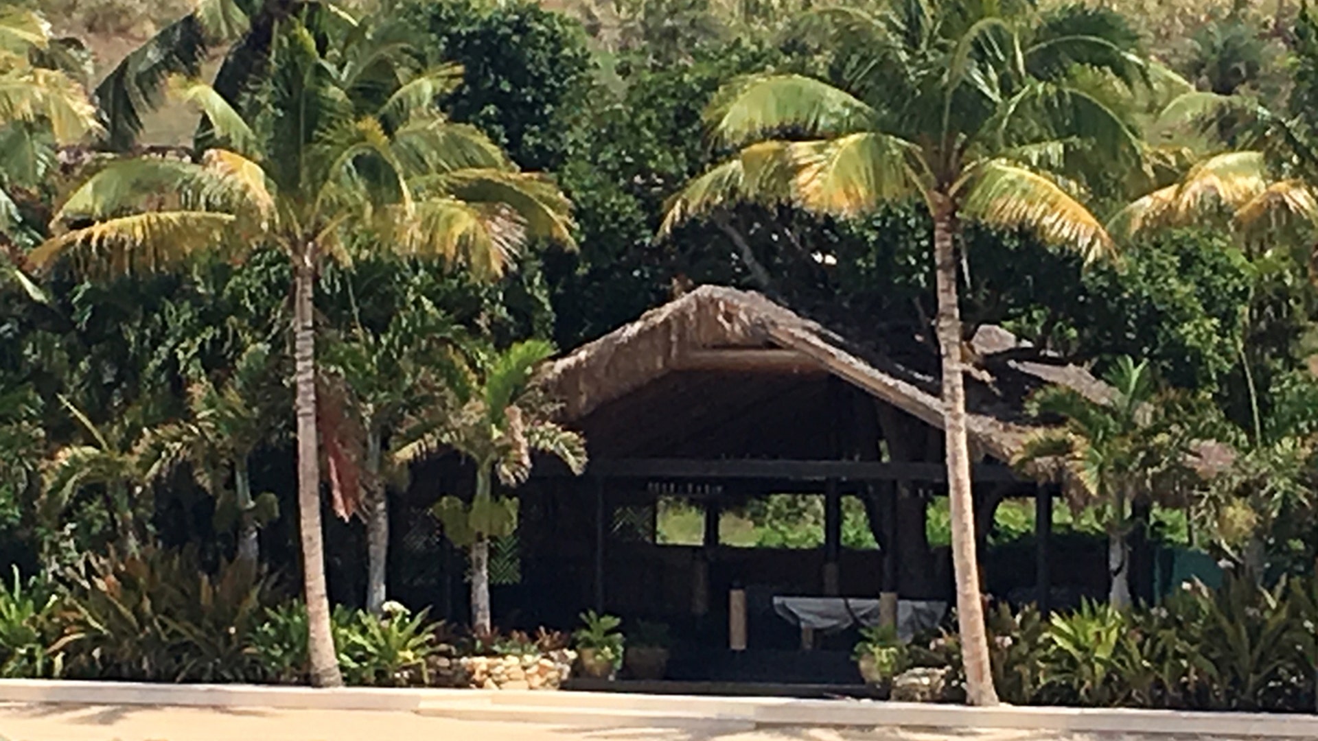 An open building on Jeffrey Epstein's Little St. James Island. 