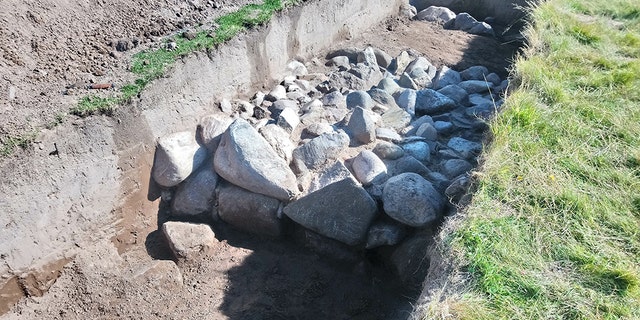 The wall of the Iron Age roundhouse at Dinas Dinlle. (CHERISH Project)
