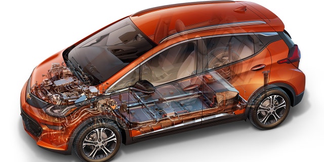 The Bolt features a floor-mounted 60 kilowatt-hour battery pack