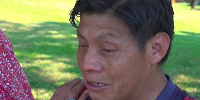 Augusto Lopez Coronado, 42, gets emotional as he talks about his wife's arrest by ICE. He said he and his wife have been living undocumented in the United States for nearly two decades. (Fox News/Charles Watson)