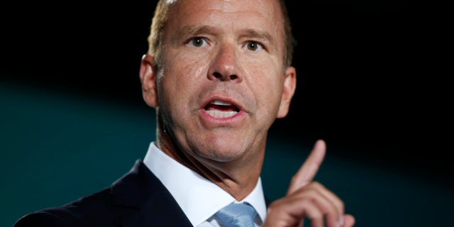Democratic presidential candidate John Delaney, a former congressman from Maryland, during an American Federation of State, County and Municipal Employees Public Service Forum in Las Vegas, Saturday, Aug. 3, 2019. (Steve Marcus/Las Vegas Sun via AP)