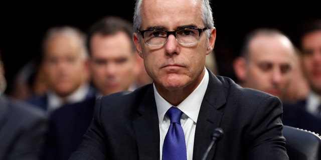 Then-acting FBI Director Andrew McCabe appears at a Senate Intelligence Committee hearing on Capitol Hill in Washington, June 7, 2017. (Associated Press)