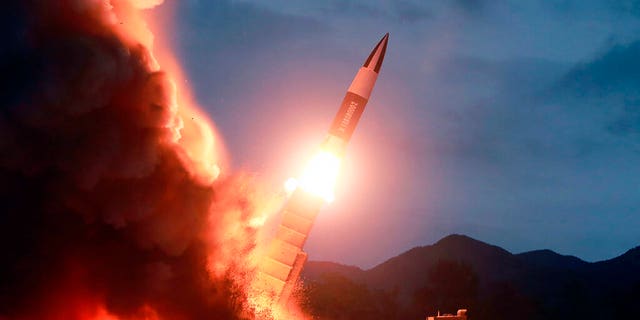 This Saturday, August 10, 2019, the photo provided by the North Korean government shows what is said to be the launch of a short-range ballistic missile from the east coast of North Korea.