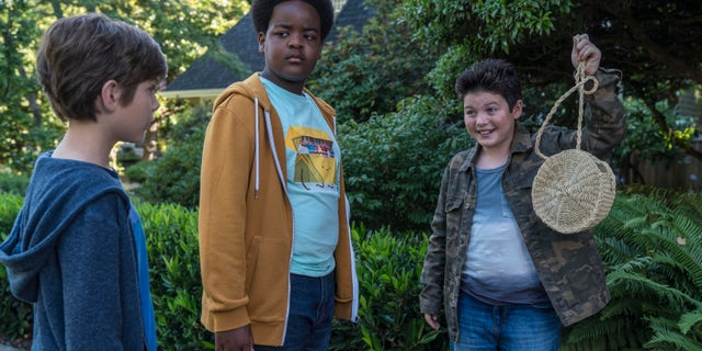 This image released by Universal Pictures shows Jacob Tremblay, from left, as Max, Keith L. Williams as Lucas and Brady Noon as Thor in the film, "Good Boys," written by Lee Eisenberg and Gene Stupnitsky and directed by Stupnitsky.