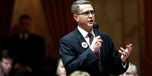 Washington state Rep. Matt Shea, R-Spokane Valley, speaks in Olympia, Wash., Feb. 8, 2012. (Associated Press)