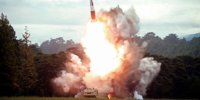 This Friday, Aug. 16, 2019, photo provided Saturday, Aug. 17, by the North Korean government, shows test firings of an unspecified new weapon at an undisclosed location in North Korea. North Korea on Saturday said leader Kim Jong Un supervised another test-firing of an unspecified new weapon that extended a streak of weapons demonstrations seen as an attempt to pressure Washington and Seoul over slow nuclear negotiations and their joint military exercises. The content of this image is as provided and cannot be independently verified. Korean language watermark on image as provided by source reads: "KCNA" which is the abbreviation for Korean Central News Agency. (Korean Central News Agency/Korea News Service via AP)