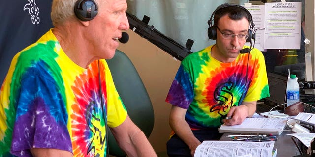 Bill Walton does commentary on NBC Sports Chicago for the Chicago White Sox's baseball game against the Los Angeles Angels on Friday, Aug. 16, 2019, in Anaheim, Calif.