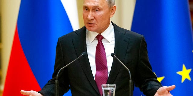 Russian President Vladimir Putin speaks during a news conference in Helsinki, Finland, Wednesday, Aug. 21, 2019. 