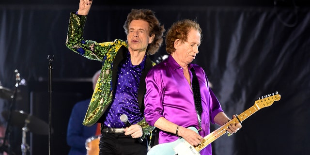 Mick Jagger, left, and Keith Richards of the Rolling Stones perform during their concert at the Rose Bowl, Thursday, Aug. 22, 2019, in Pasadena, Calif.