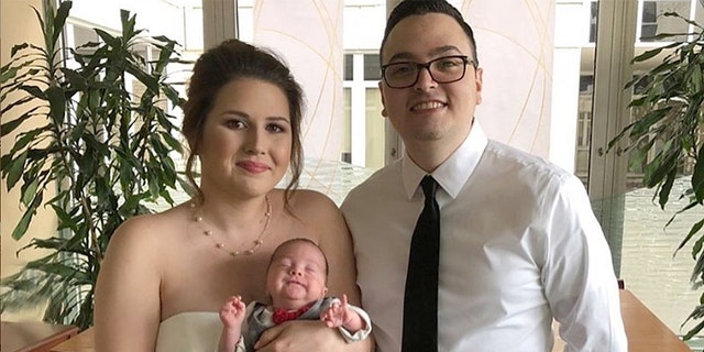 Though newlyweds Amanda and Edwin Acevedo initially planned to tie the knot in a beachfront wedding, fate had other plans when their baby son Oliver was born early on June 14.
