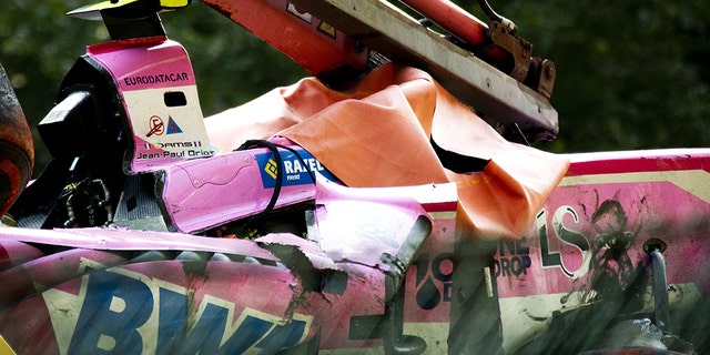 Anthoine Hubert's car after the wreck. (REMKO DE WAAL/AFP/Getty Images)