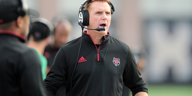 Arkansas State Red Wolves head coach Blake Anderson watches action during Sun Belt Conference game against the Texas State Bobcats on November 24, 2018 at Bobcat Stadium in San Marcos, TX. (Photo by John Rivera/Icon Sportswire via Getty Images)