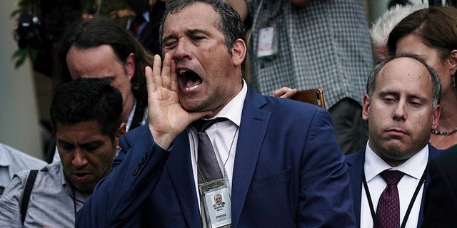 Playboy’s Brian Karem has made a habit of screaming questions to Trump and members of the administration. (Photo by Alex Wong/Getty Images)