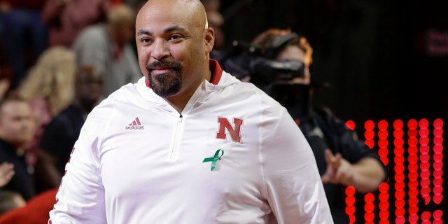 FILE - In this Jan. 27, 2018, file photo, Jovan Dewitt, Nebraska football outside linebackers and special teams coach, is introduced to fans at halftime of an NCAA college basketball game against Iowa, in Lincoln, Neb. (AP Photo/Nati Harnik, File)