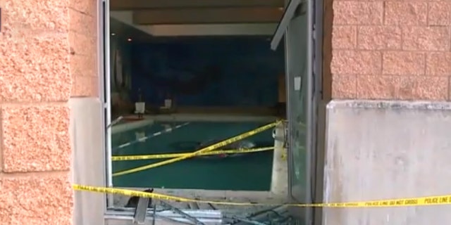 There were no injuries. The man was reportedly helped out of the car after the crash by one of the swimmers in the pool.