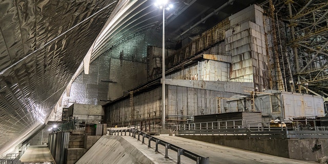 A view inside the 'New Safe Confinement' of the old sarcophagus entombing the destroyed reactor number four at the Chernobyl Nuclear Power Plant on July 2, 2019 in Pripyat, Ukraine. (Photo by Brendan Hoffman/Getty Images)