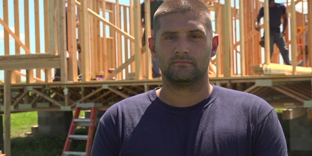 Joshua Goemaat is one of six inmates chosen from Newton Correctional Facility in Iowa to participate in a new apprenticeship program that trains inmates to construct new homes. FOX NEWS/MITTI HICKS