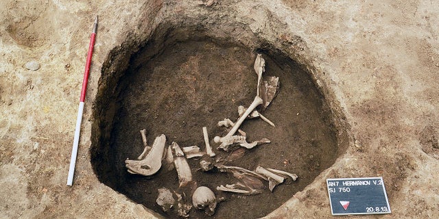 The burial pit where the skeletons were found