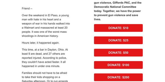 The Democratic National Committee sent out a fundraising email in the wake of the mass shootings in Texas and Ohio over the weekend.