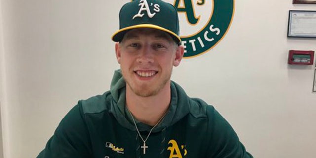 Nathan Patterson. 23, signed a contract with the Oakland Athletics after his 96-mph fastball during a fan event went viral. He made his professional debut Thursday in Arizona.