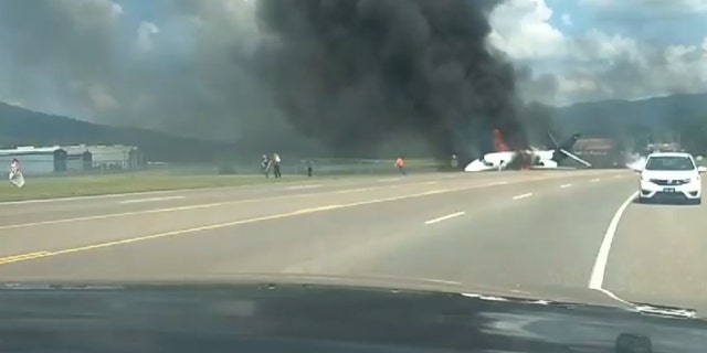 NASCAR star Dale Earnhardt Jr., his wife and daughter were hospitalized after a small plane crash in Tennessee on Thursday, his sister said.