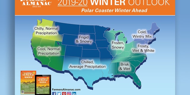 The winter forecast from The Farmers' Almanac.