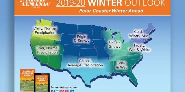 The winter forecast from The Farmers' Almanac.