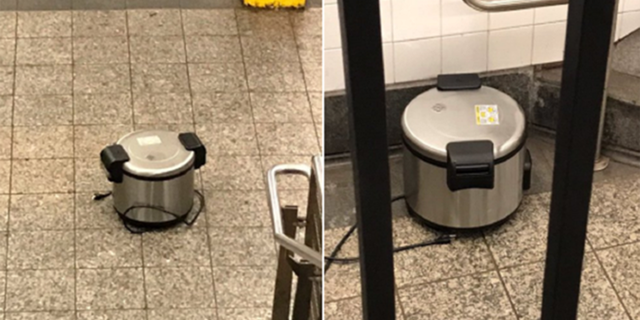 Police say Larry Griffin placed two rice cookers in a Lower Manhattan subway station Friday morning.